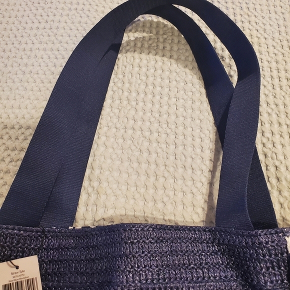 NEW! Vera Bradley Steel Blue Medallion Straw Beach Tote Bag (#13) - Picture 4 of 12